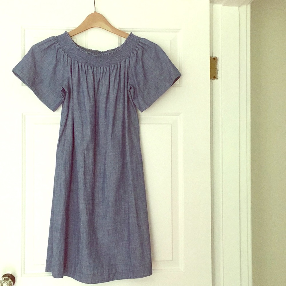 Denim JCrew off-shoulder dress
